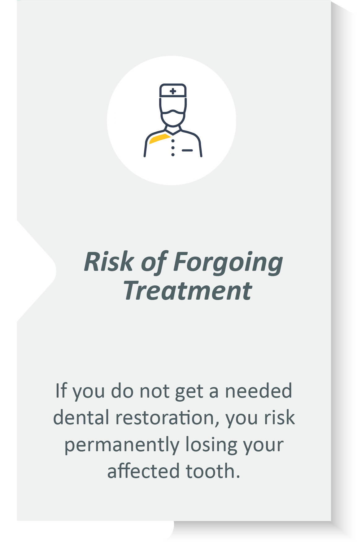 Dental restorations infographic: If you do not get a needed dental restoration, you risk permanently losing your affected tooth.