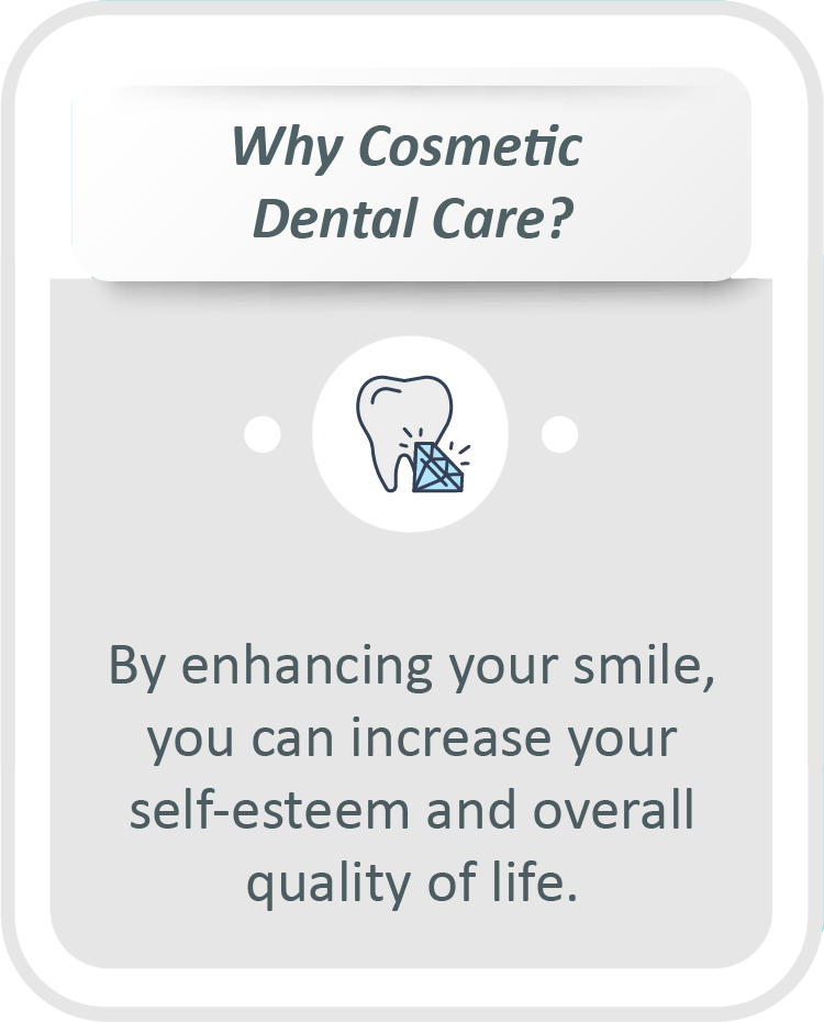 Cosmetic dental care infographic: By enhancing your smile, you can increase your self-esteem and overall quality of life.